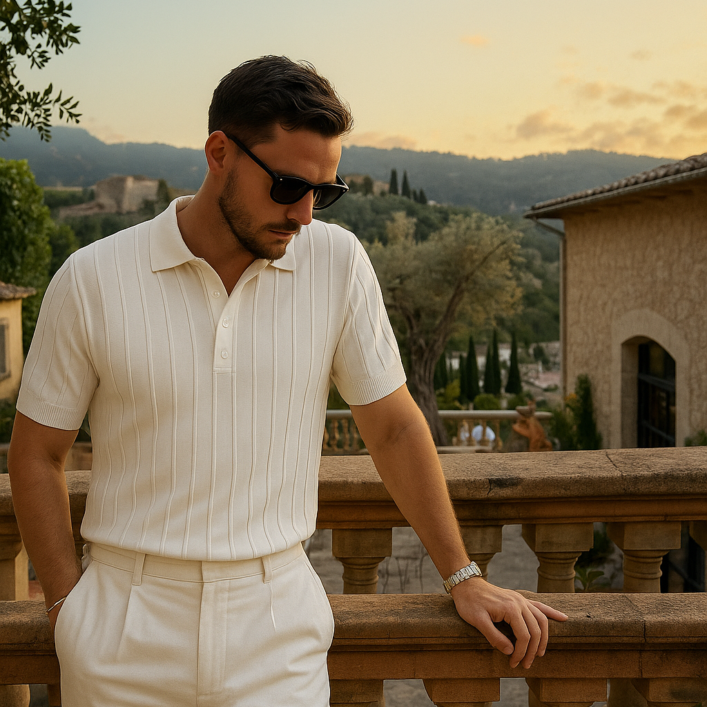 Vemiera| Elegancka koszulka polo z prążkowanej dzianiny