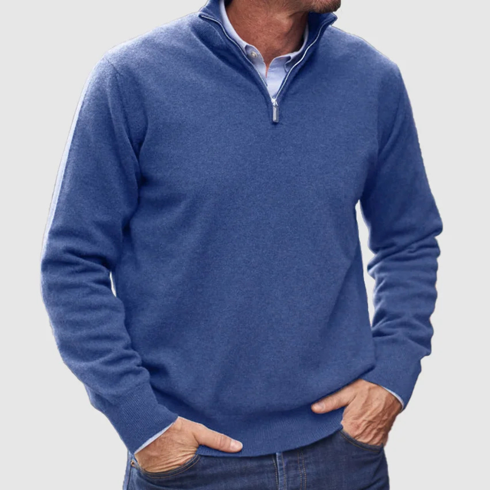 Męski half-zip sweter – casualowy codzienny pulower