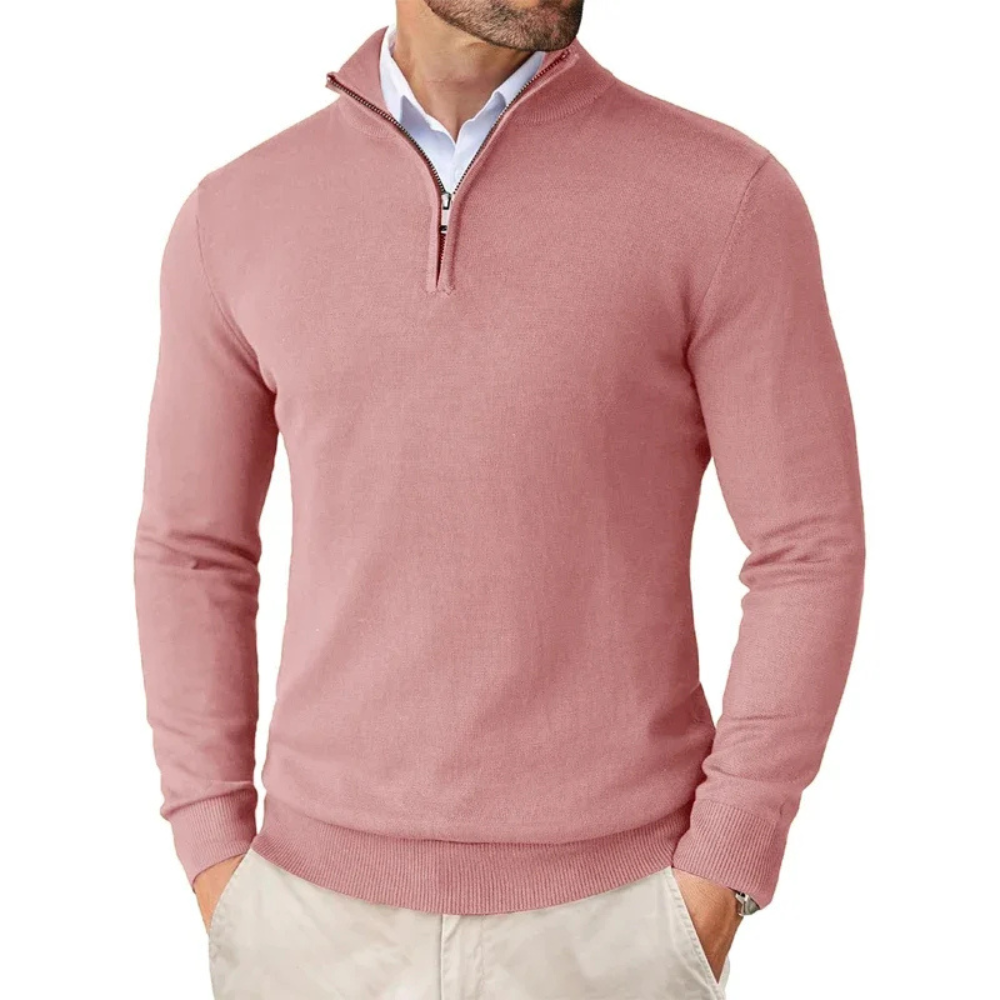 Męski sweter half-zip – casualowy codzienny pulower