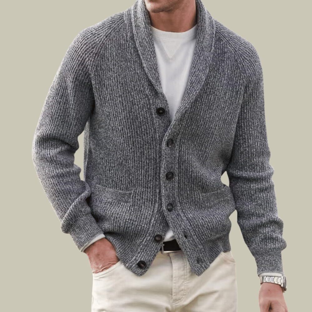 Męski button-up kardigan – klasyczna dzianina na codzienne noszenie