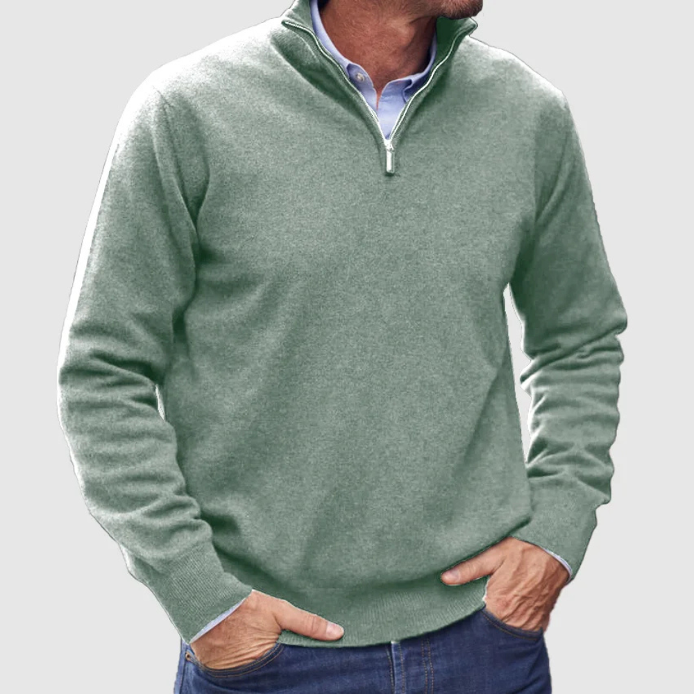 Męski half-zip sweter – casualowy codzienny pulower