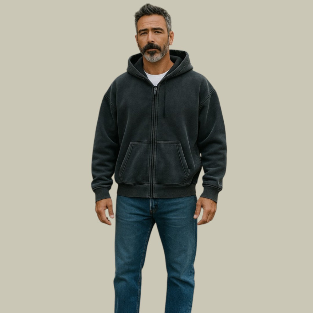 Męska zip-up bluza z kapturem – wygodne casualowe codzienne noszenie