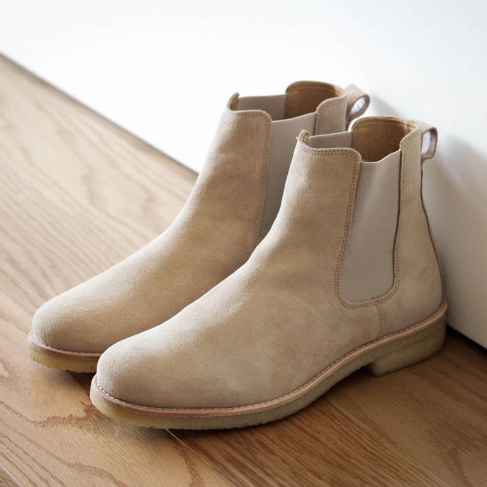Męskie Brązowe Buty Chelsea – Stylowe Zamszowe Slip-On
