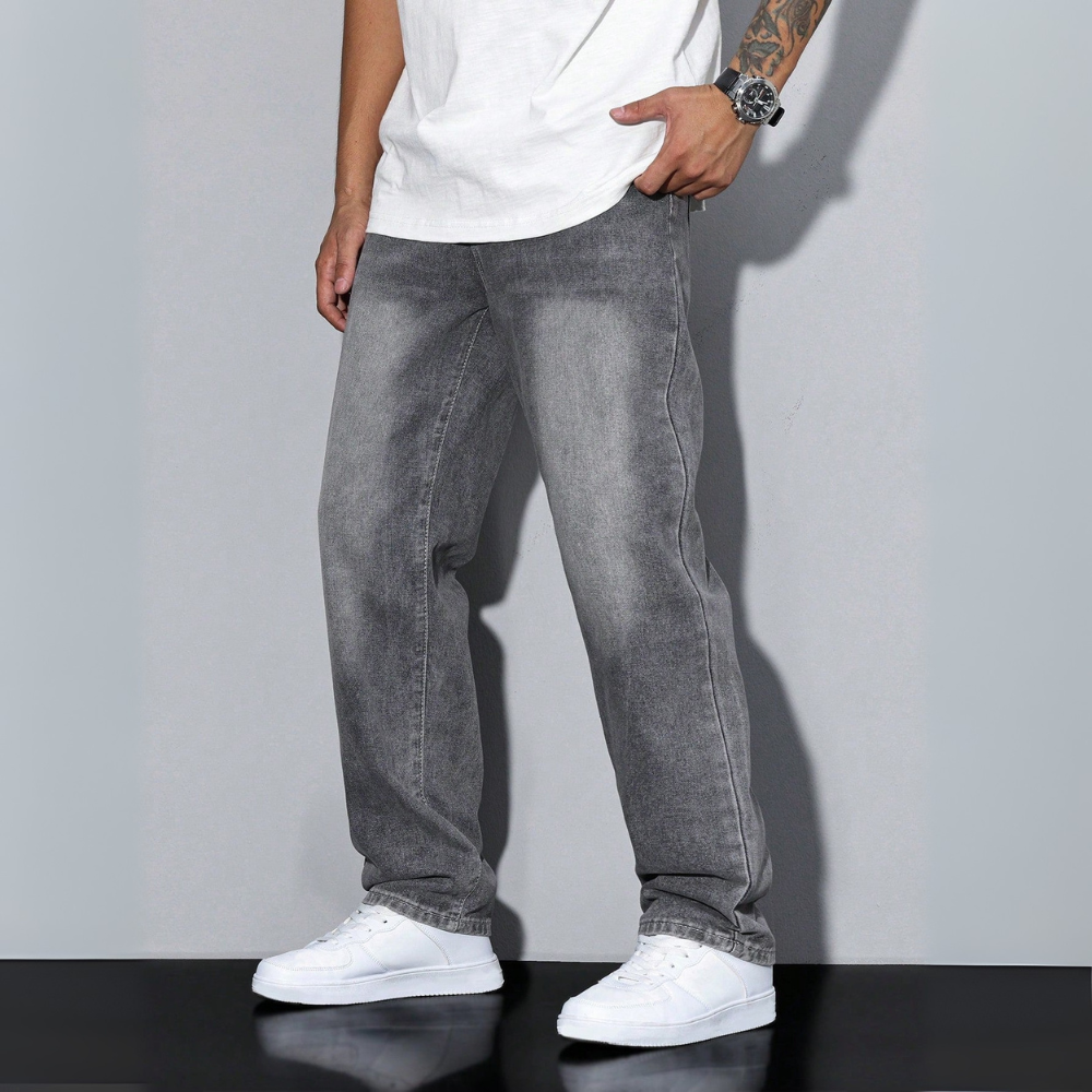 Męskie Jeansy Proste – Casualowy Swobodny Krój Denim