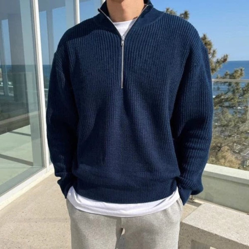 Męski half-zip sweter – wygodna casualowa dzianina