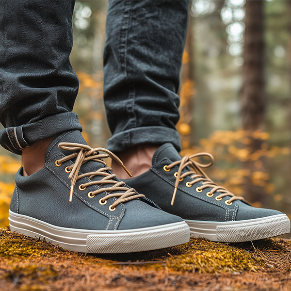 Męskie Casualowe Buty Sznurowane z Płótna