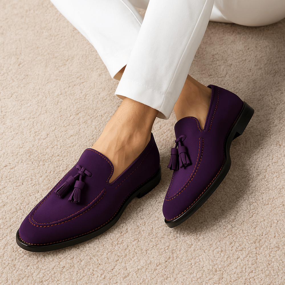 Klasyczne Męskie Loafery – Zamszowy Model na Supełki Slip-On