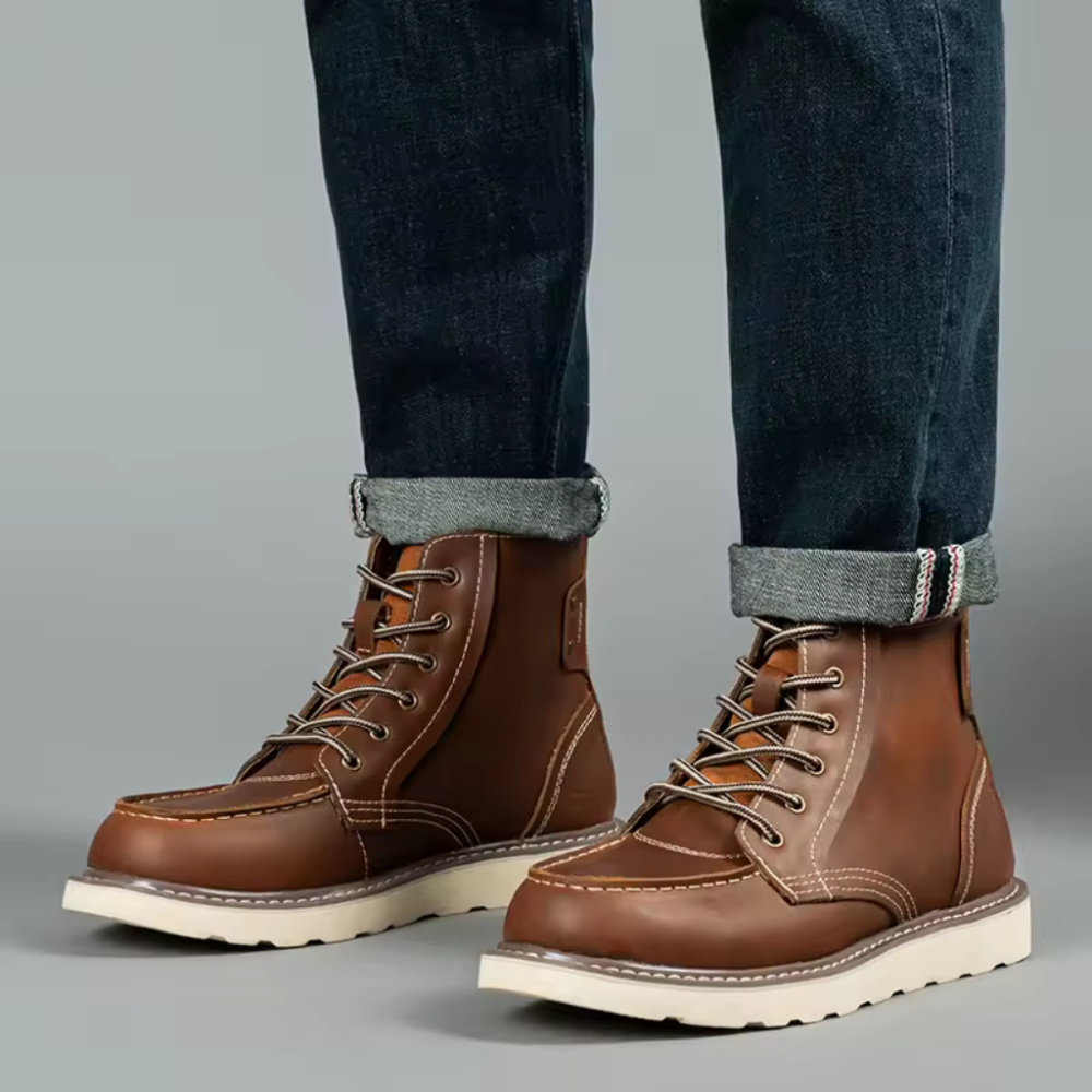 Męskie Retro Skórzane Buty - Trwałe i Stylowe