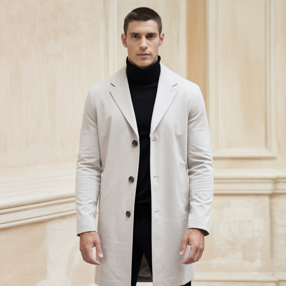 Męski klasyczny długi płaszcz | Elegancka odzież wierzchnia na zimę