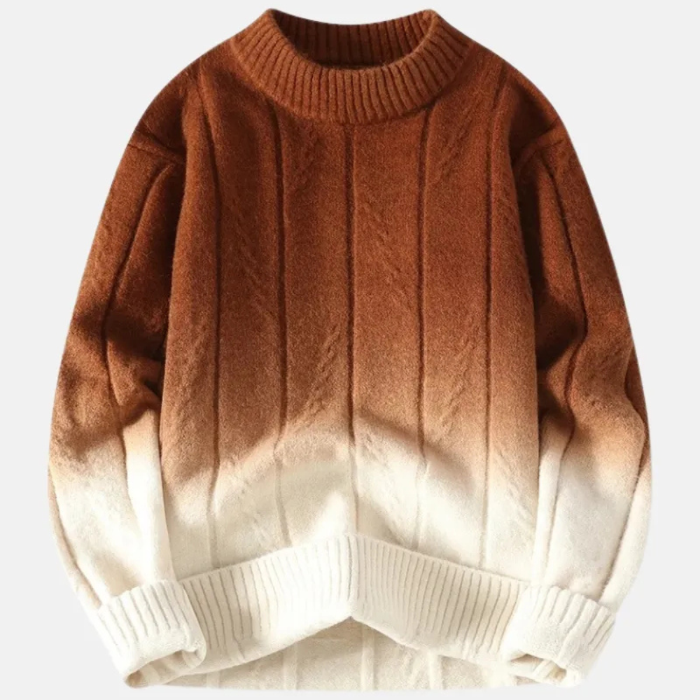 Męski sweter gradientowy – casualowa dzianina z okrągłym dekoltem