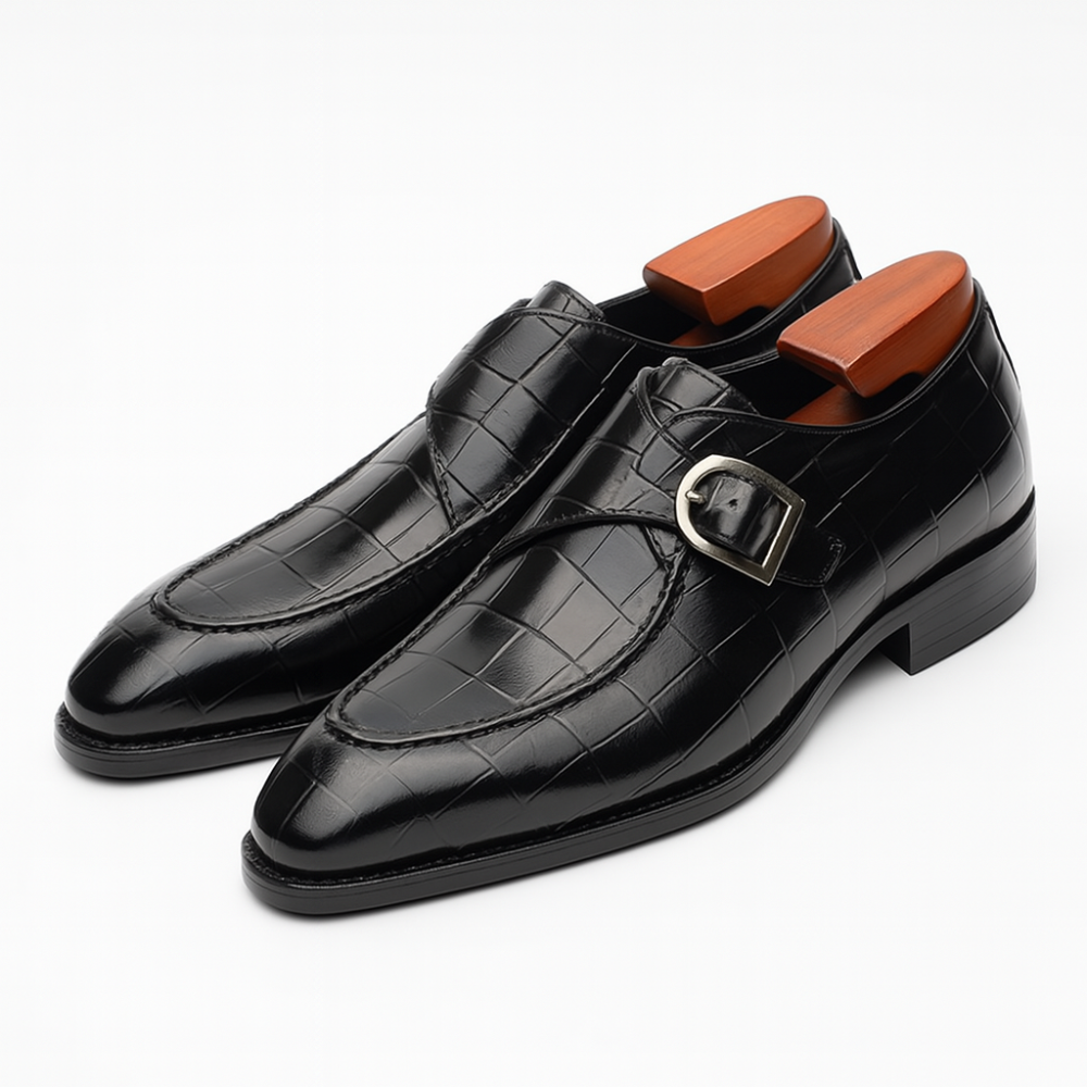 Stylowe Buty Monk Strap dla Mężczyzn – Wzór Krokodyla