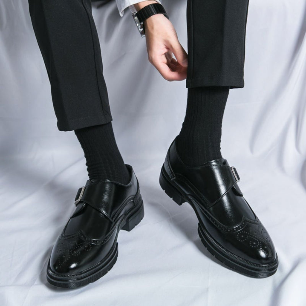 Eleganckie Męskie Skórzane Buty Monk – Biznesowe I Wizytowe