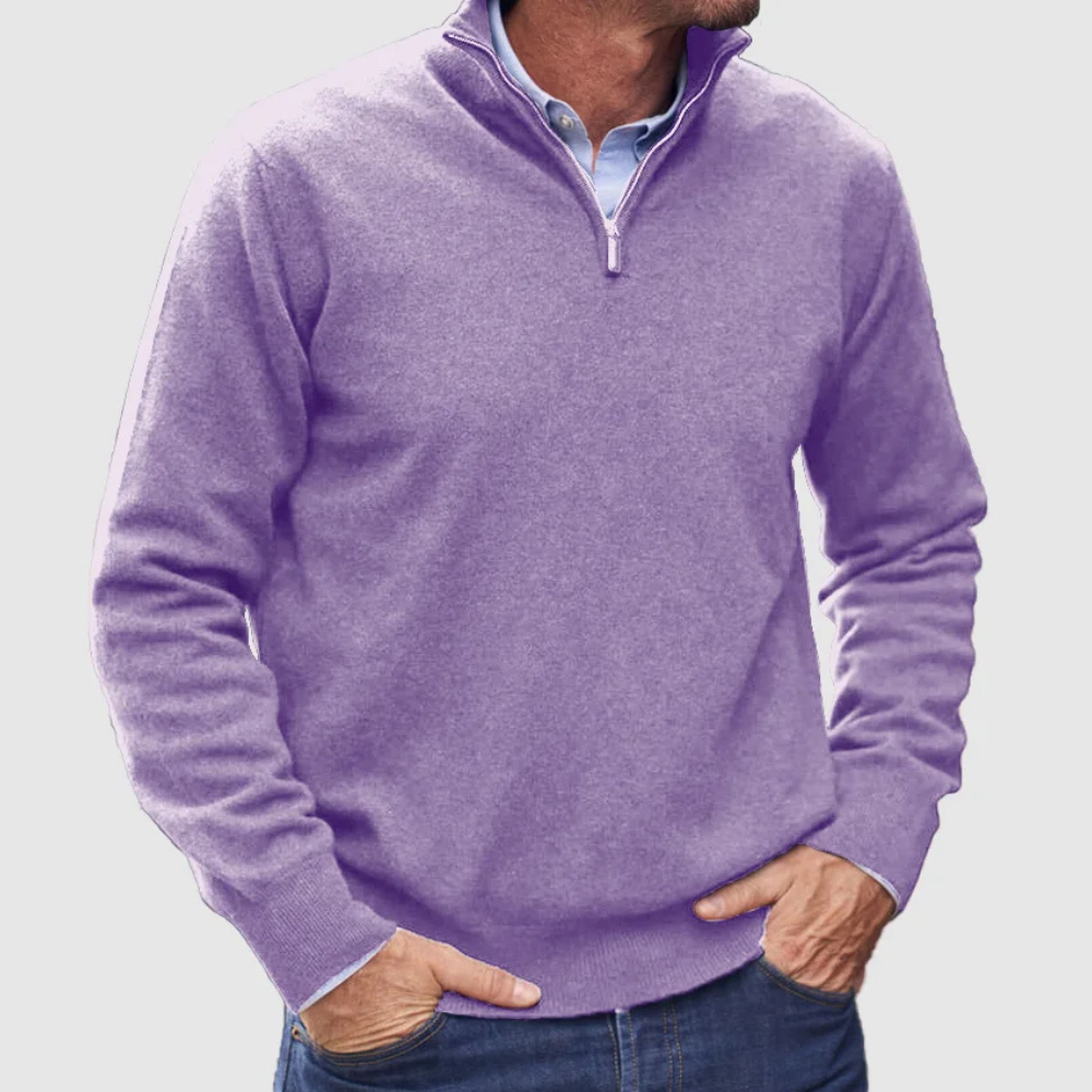 Męski half-zip sweter – casualowy codzienny pulower