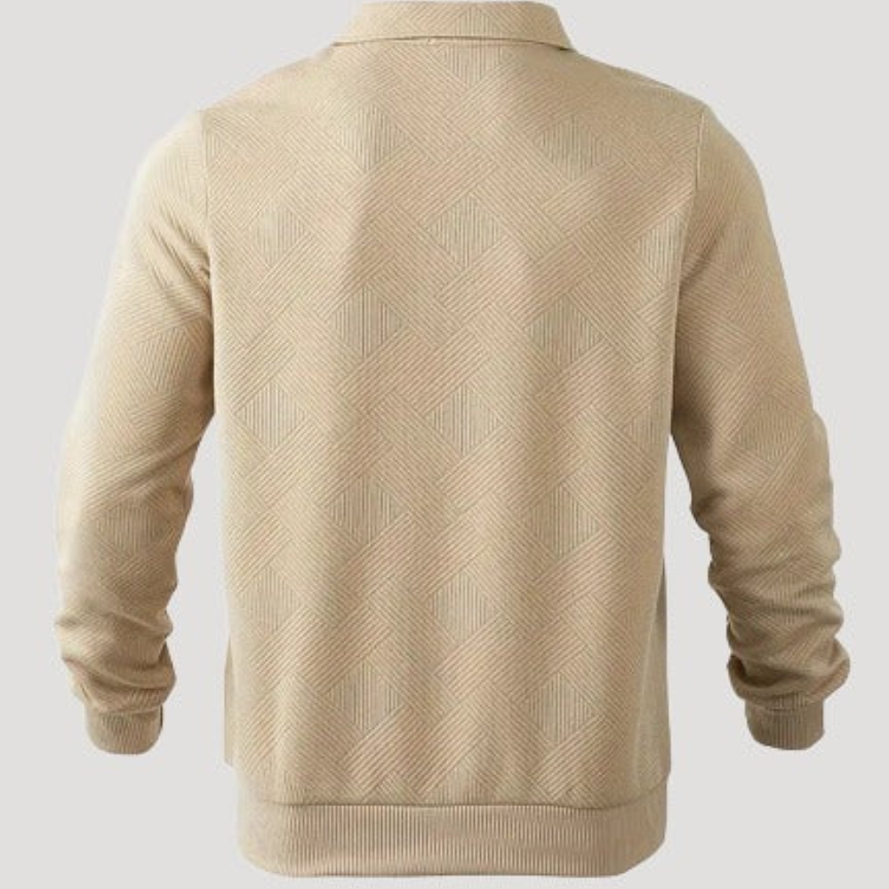 Sweter zapinany na zamek we wzór geometryczny – stylowy i nowoczesny