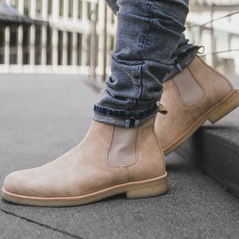 Męskie Brązowe Buty Chelsea – Stylowe Zamszowe Slip-On