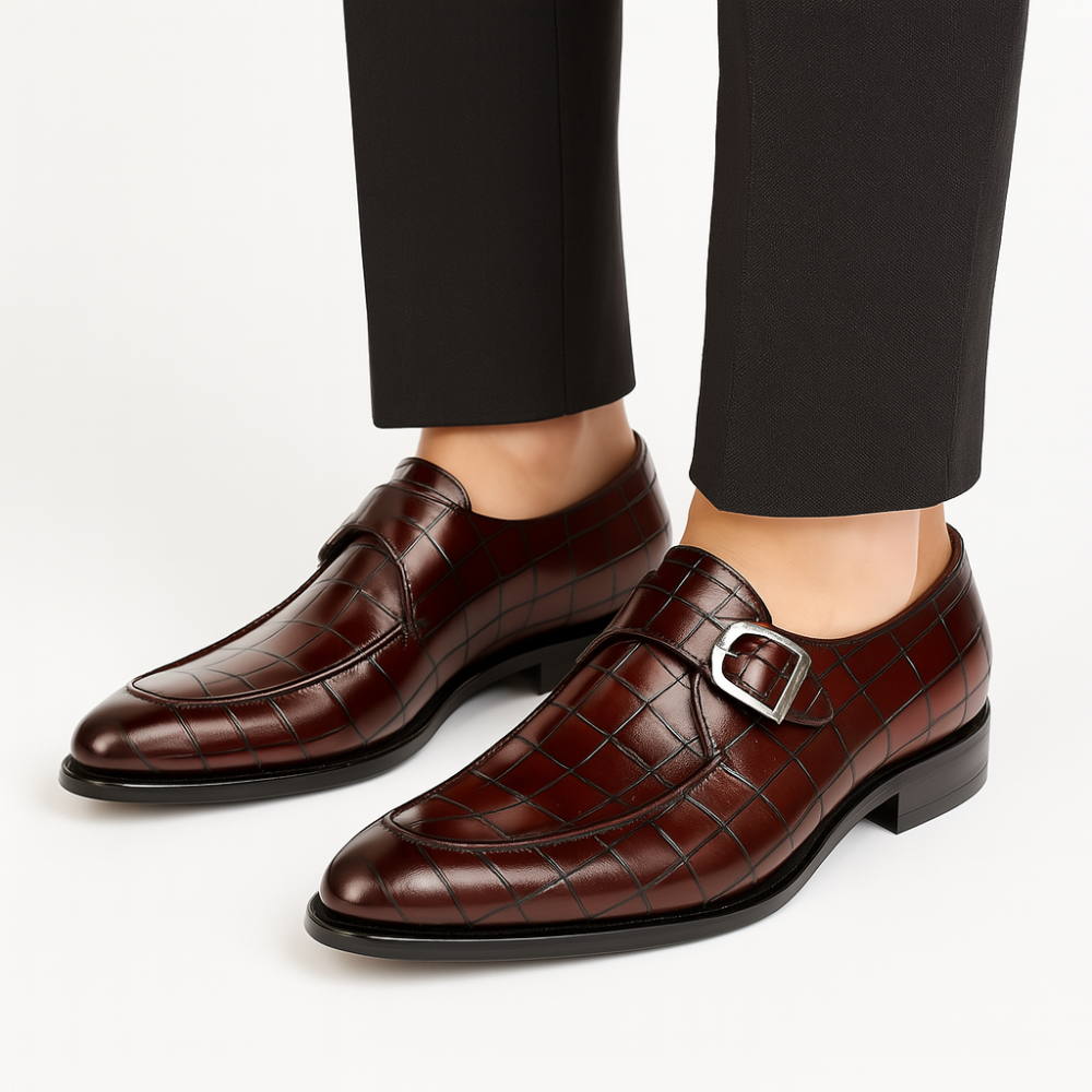 Stylowe Buty Monk Strap dla Mężczyzn – Wzór Krokodyla