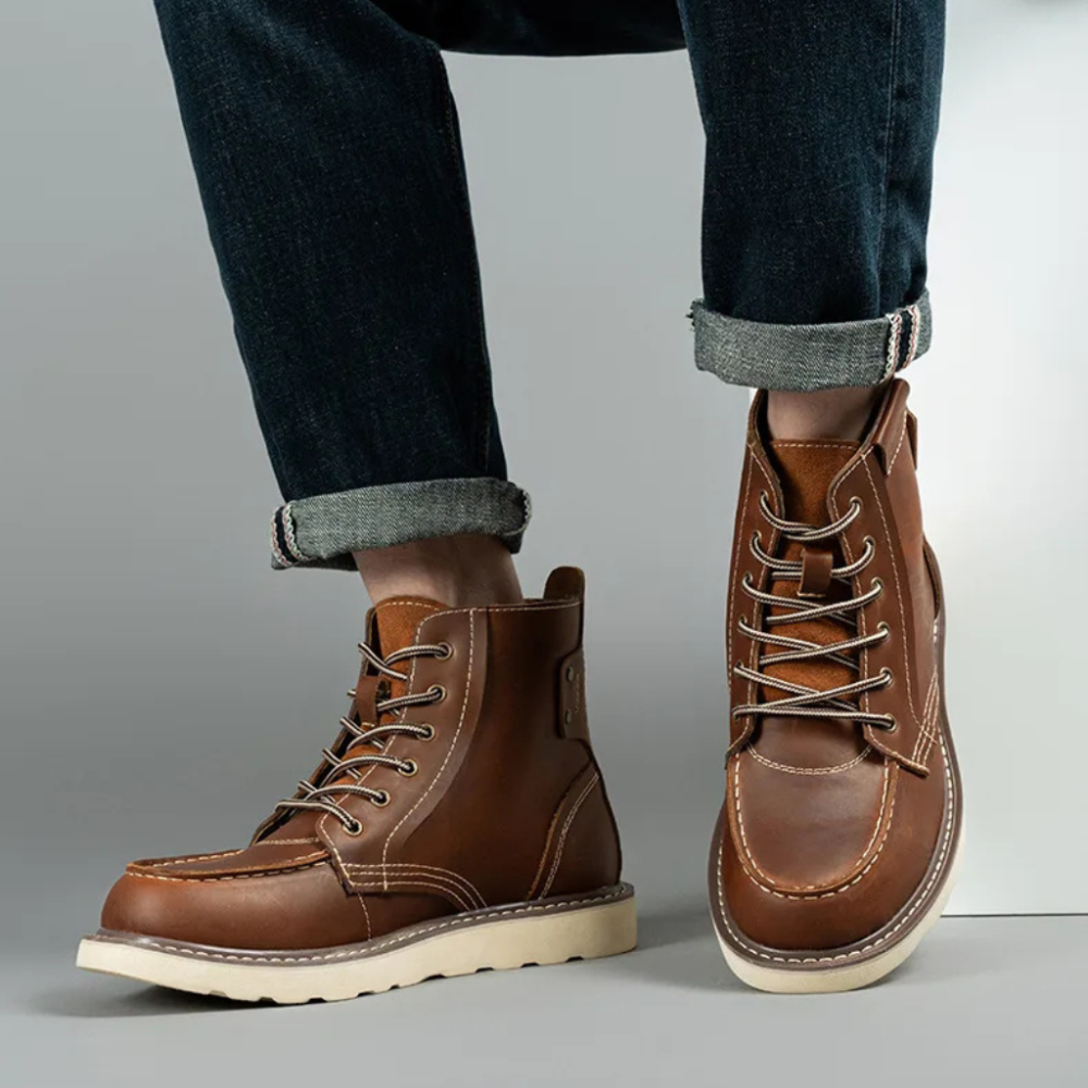Męskie Retro Skórzane Buty - Trwałe i Stylowe