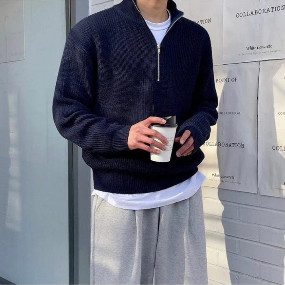 Męski half-zip sweter – wygodna casualowa dzianina