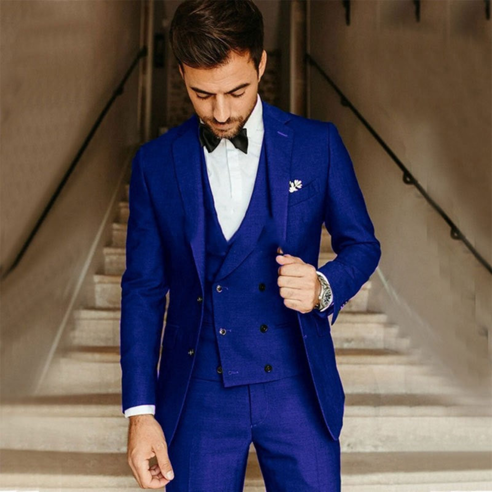 Męski Elegancki Garnitur – Stylowy Trzyczęściowy Smoking