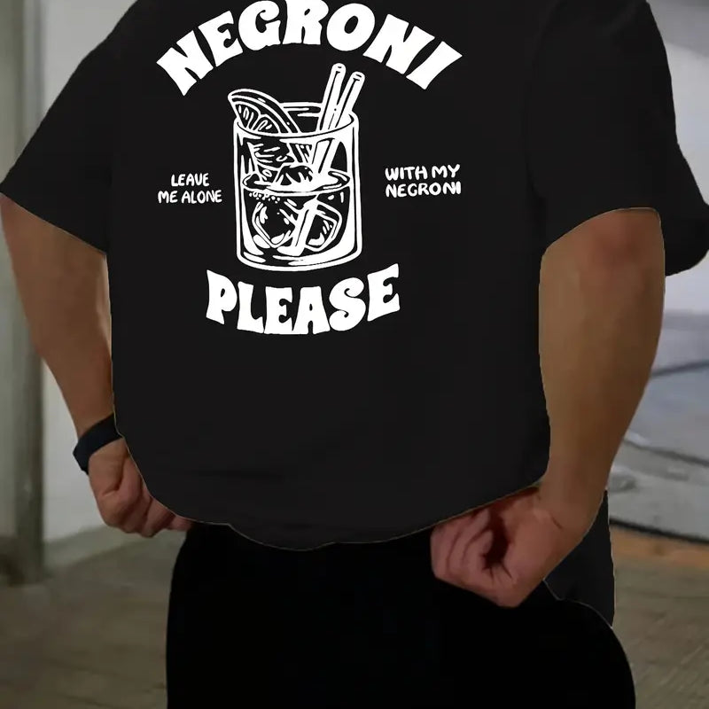 Vemiera | Męska koszulka z krótkim rękawem i grafiką koktajlu Negroni