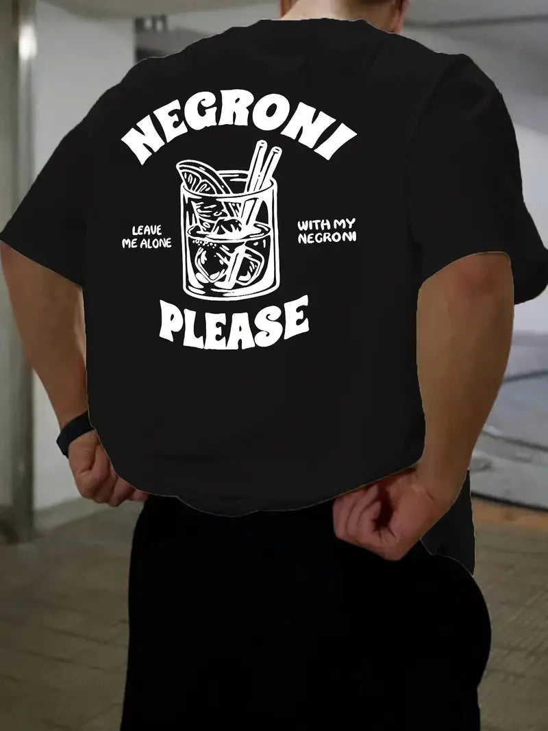 Vemiera | Męska koszulka z krótkim rękawem i grafiką koktajlu Negroni
