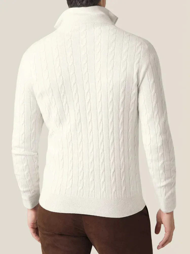 Sweter Męski z Zamkiem i Warkoczowym Splotem