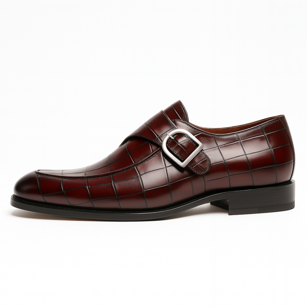 Stylowe Buty Monk Strap dla Mężczyzn – Wzór Krokodyla