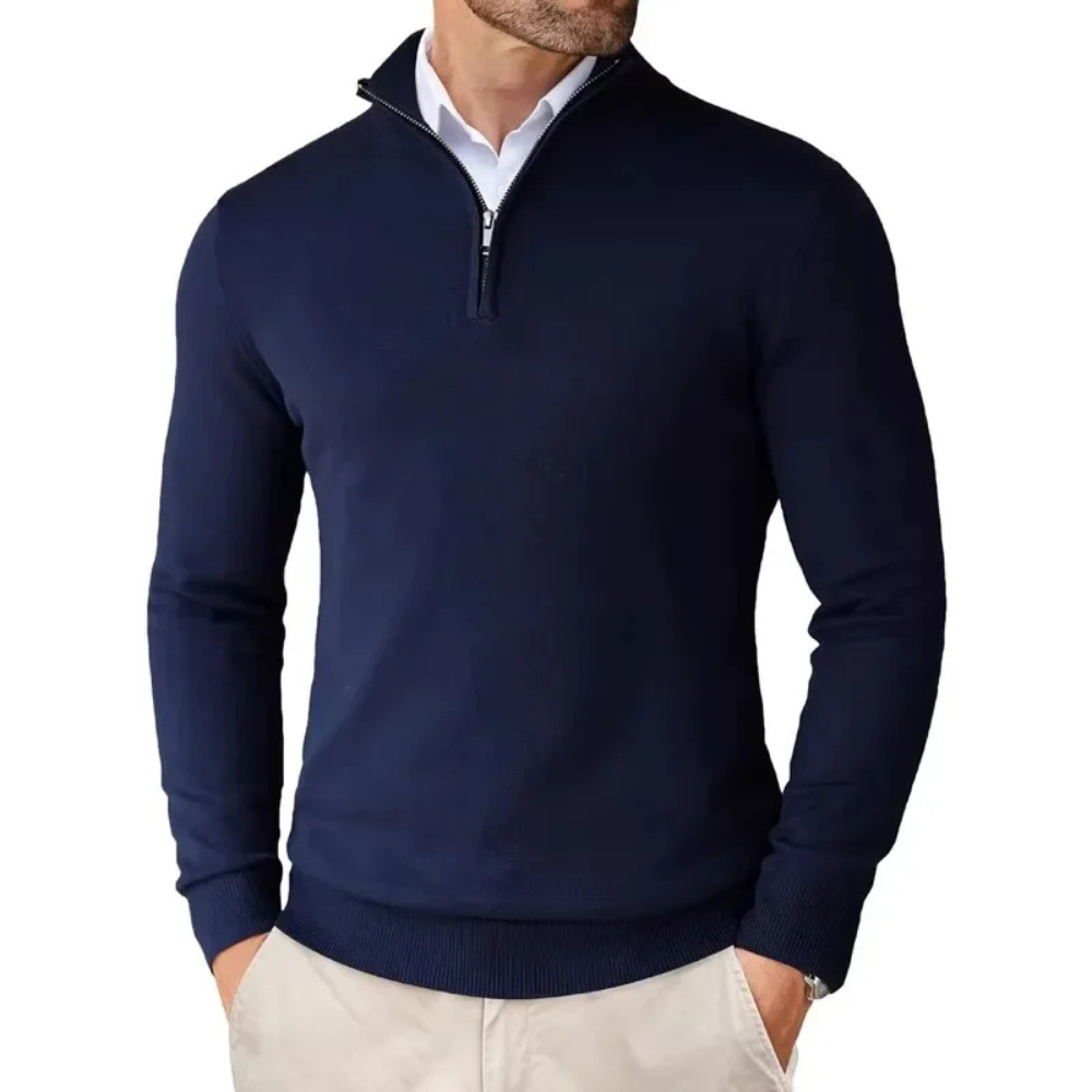Męski sweter half-zip – casualowy codzienny pulower