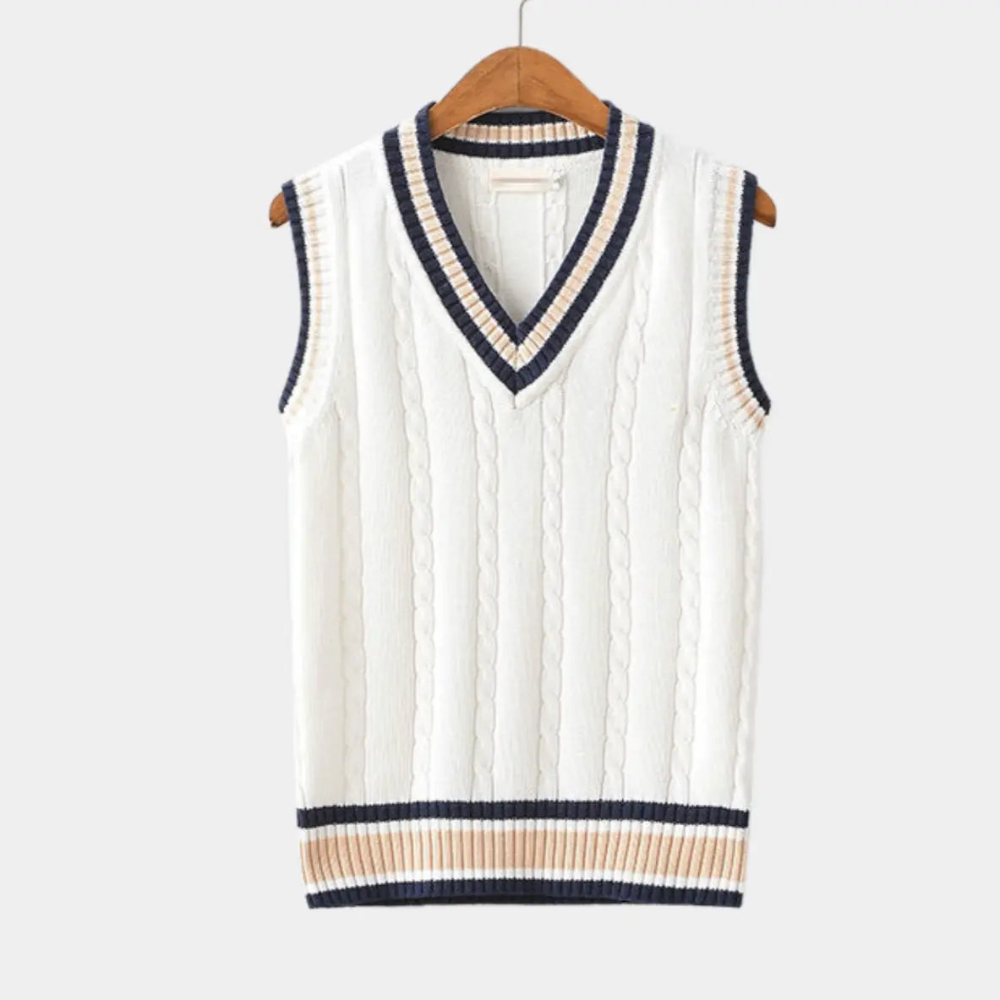 Męska sweter kamizelka – klasyczna v-neck bezrękawowa dzianina