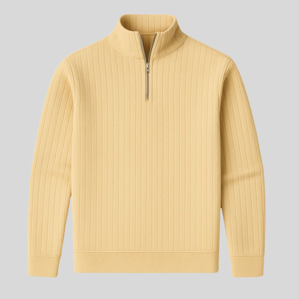 Męski Casualowy Sweter Z Półzamkiem – Prążkowany Dzianinowy Golf Bez Zapięcia
