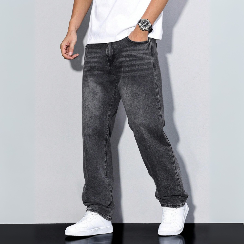 Męskie Jeansy Proste – Casualowy Swobodny Krój Denim