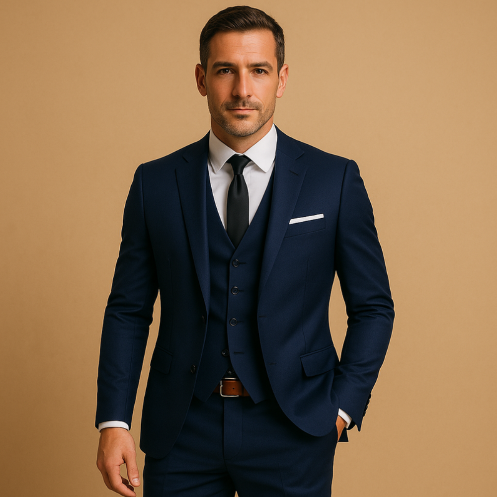 Męski Garnitur Slim Fit – Elegancki Strój Biurowy