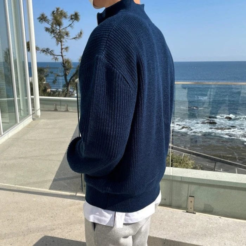 Męski half-zip sweter – wygodna casualowa dzianina