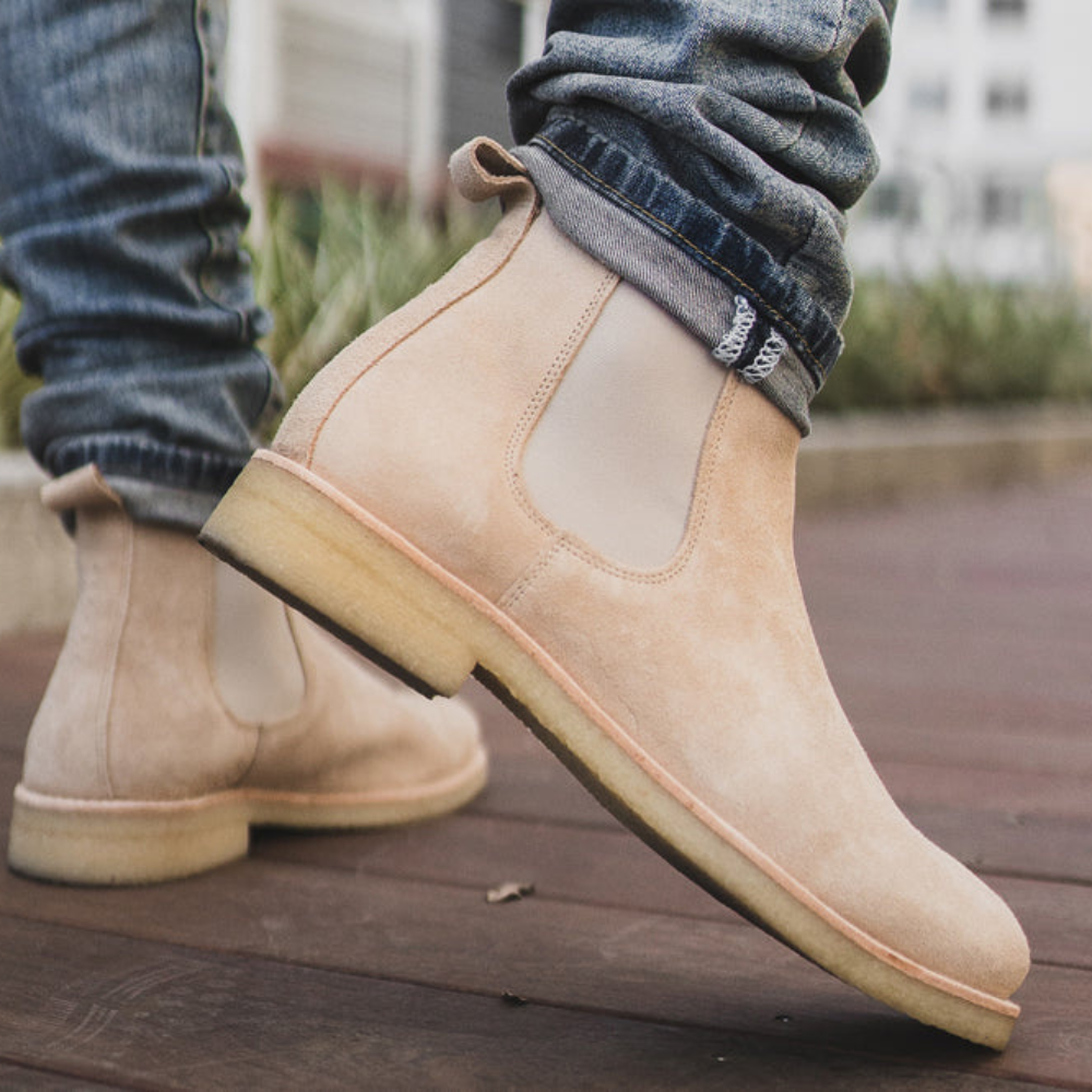 Męskie Brązowe Buty Chelsea – Stylowe Zamszowe Slip-On