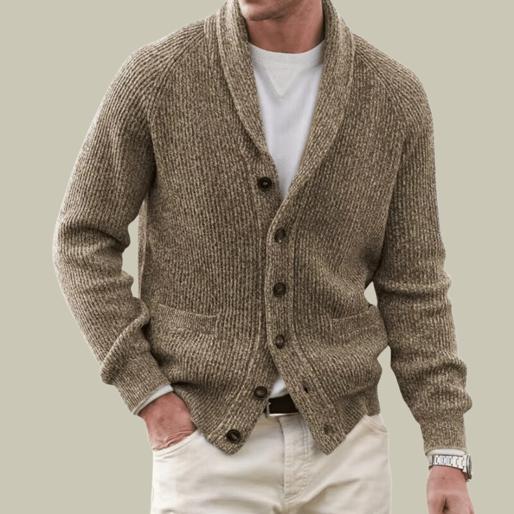 Męski button-up kardigan – klasyczna dzianina na codzienne noszenie