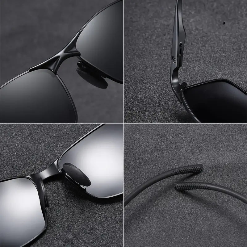 Vemiera | Klasyczne prostokątne okulary przeciwsłoneczne – metalowa oprawka unisex, soczewki TAC, wygodne noski