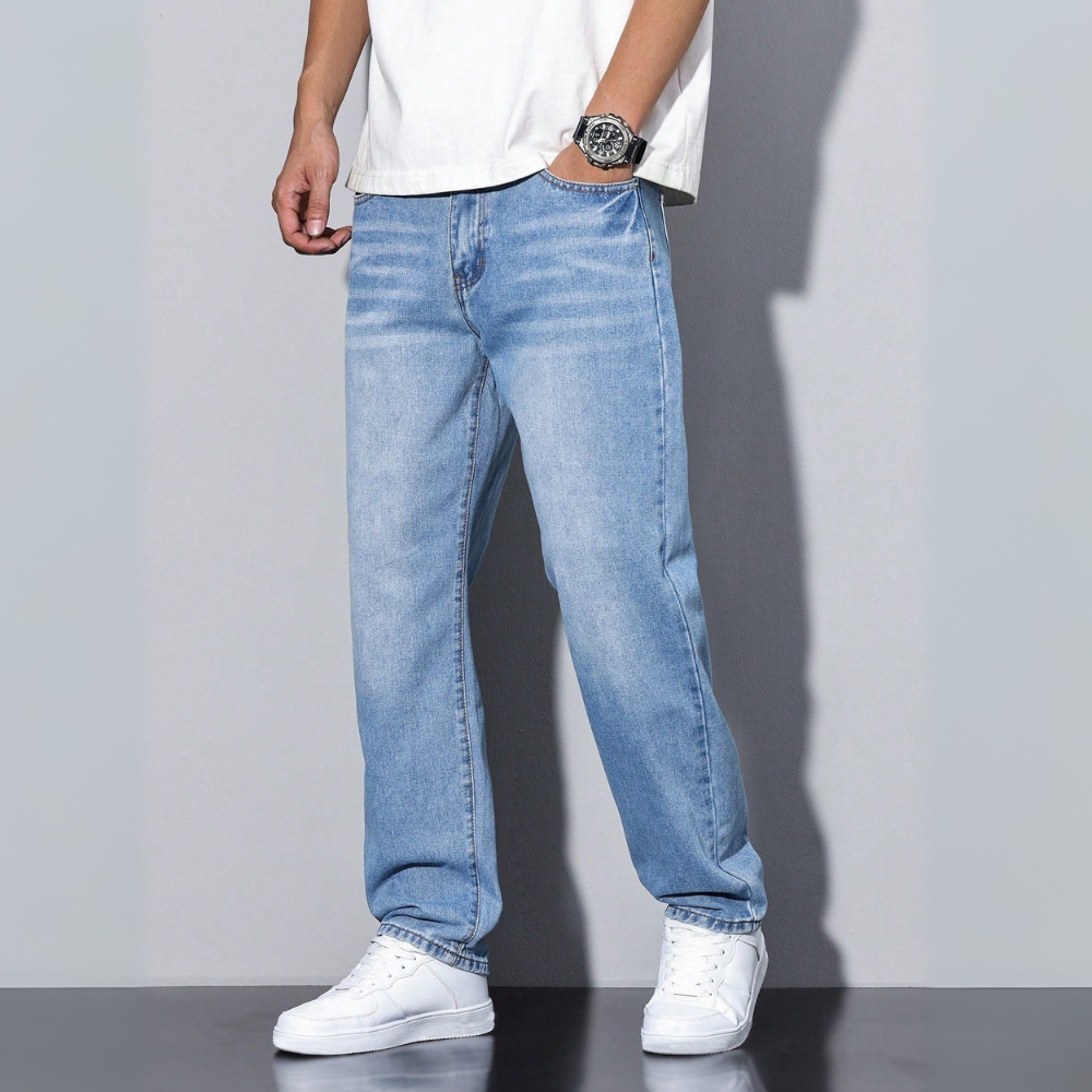 Męskie Jeansy Proste – Casualowy Swobodny Krój Denim