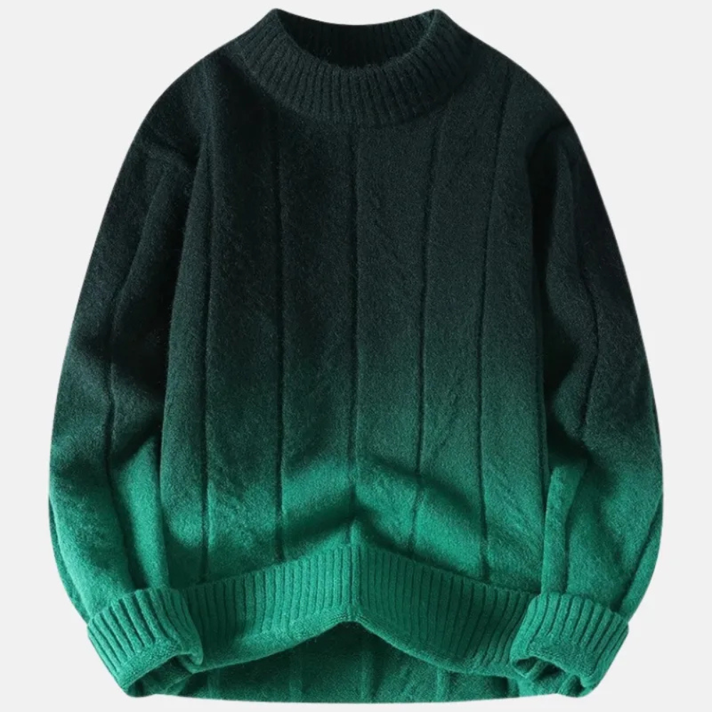Męski sweter gradientowy – casualowa dzianina z okrągłym dekoltem
