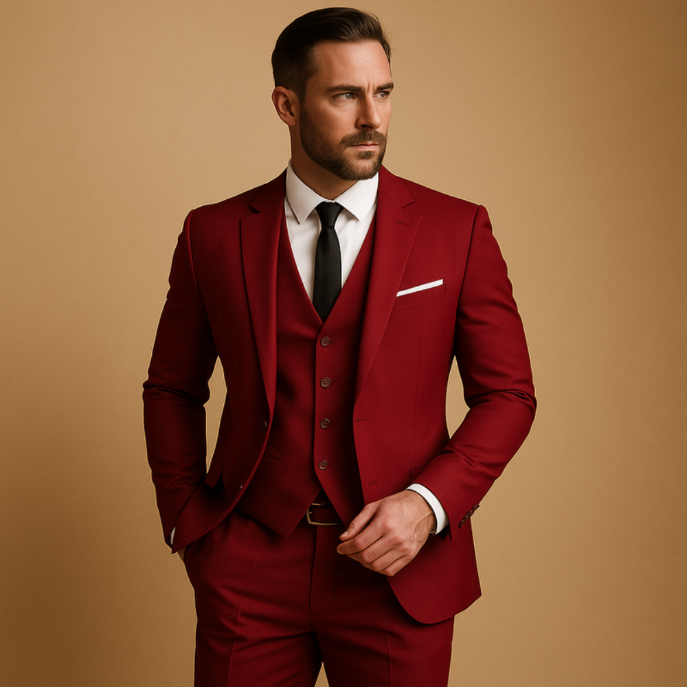 Męski Garnitur Slim Fit – Elegancki Strój Biurowy