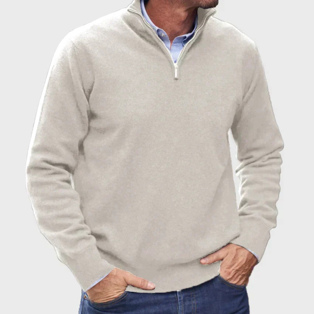 Męski half-zip sweter – casualowy codzienny pulower