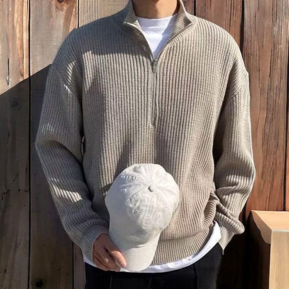 Męski half-zip sweter – wygodna casualowa dzianina
