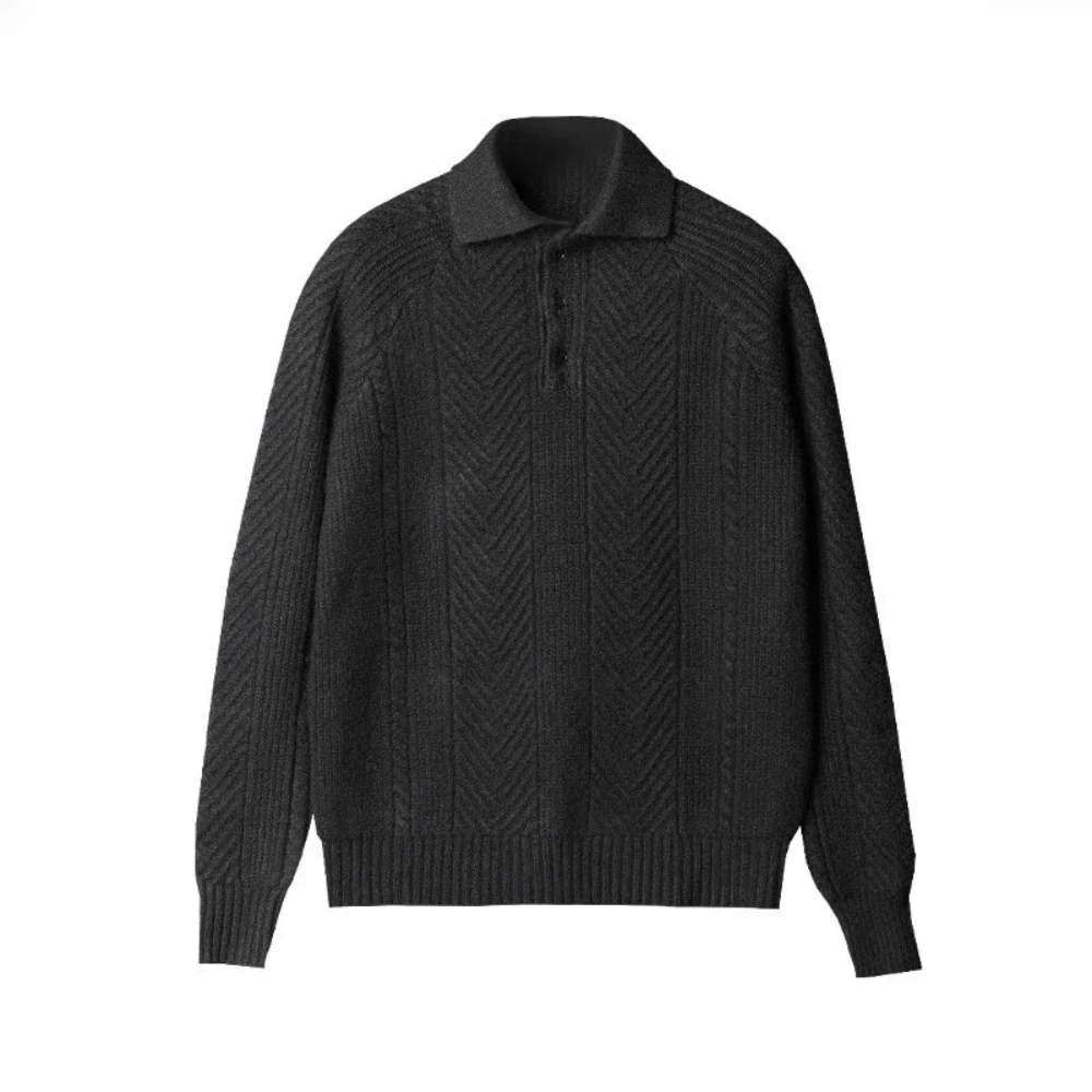 Męski casualowy dziany sweter polo – wygodne codzienne noszenie