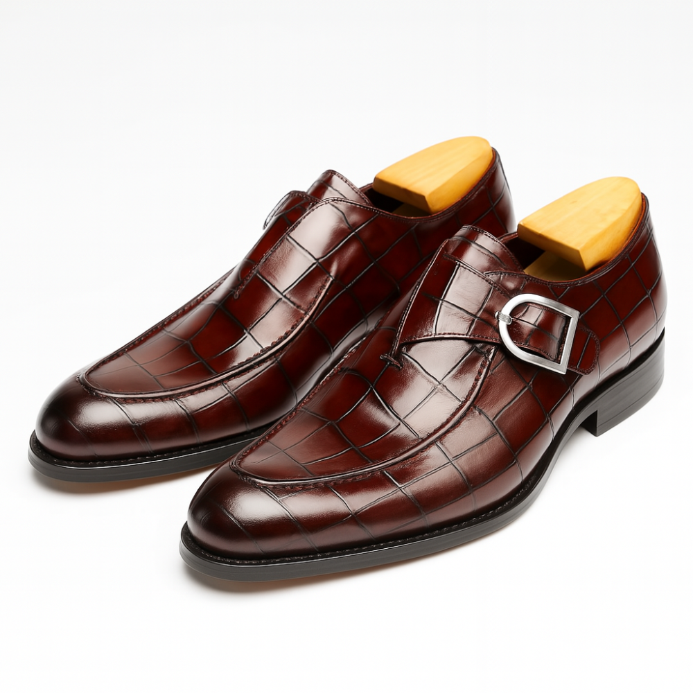 Stylowe Buty Monk Strap dla Mężczyzn – Wzór Krokodyla