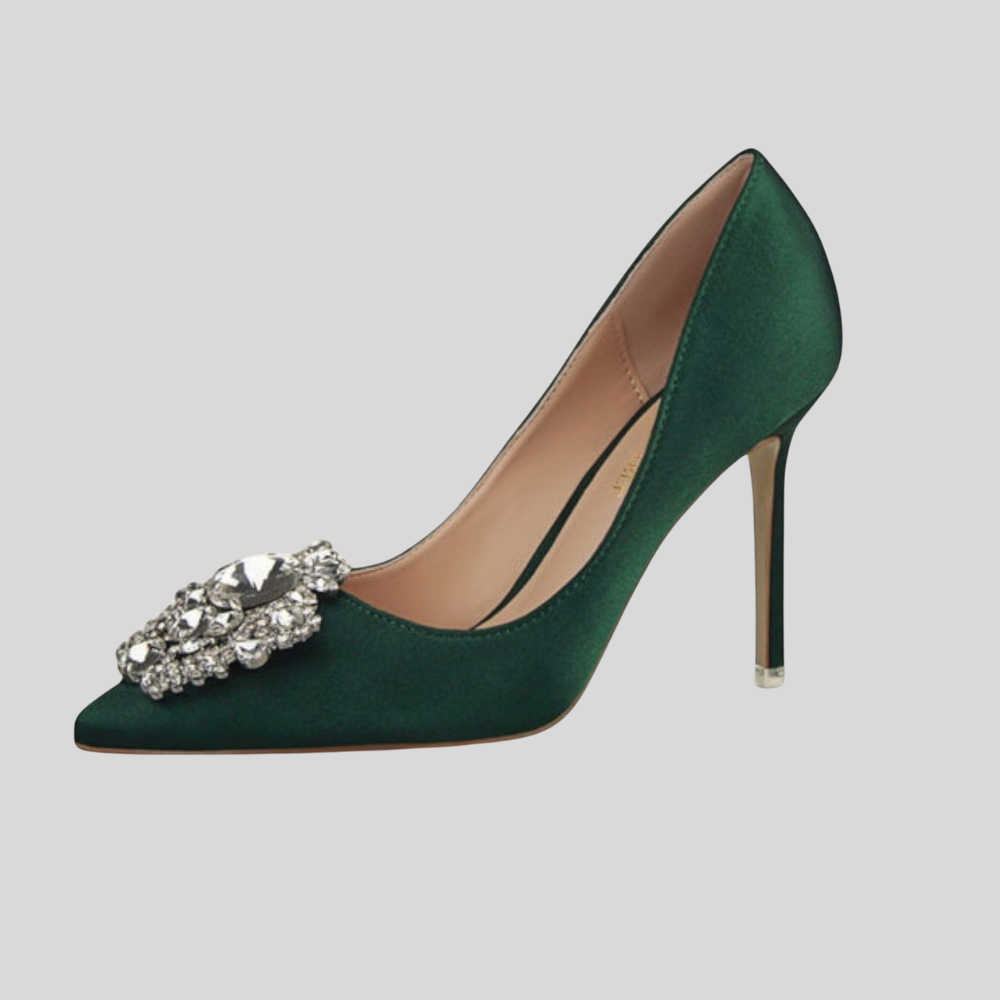 Damskie pointed-toe obcasy – elegancki rhinestone detail