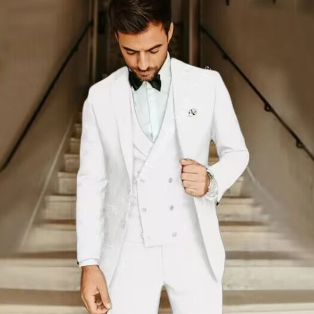 Męski Elegancki Garnitur – Stylowy Trzyczęściowy Smoking