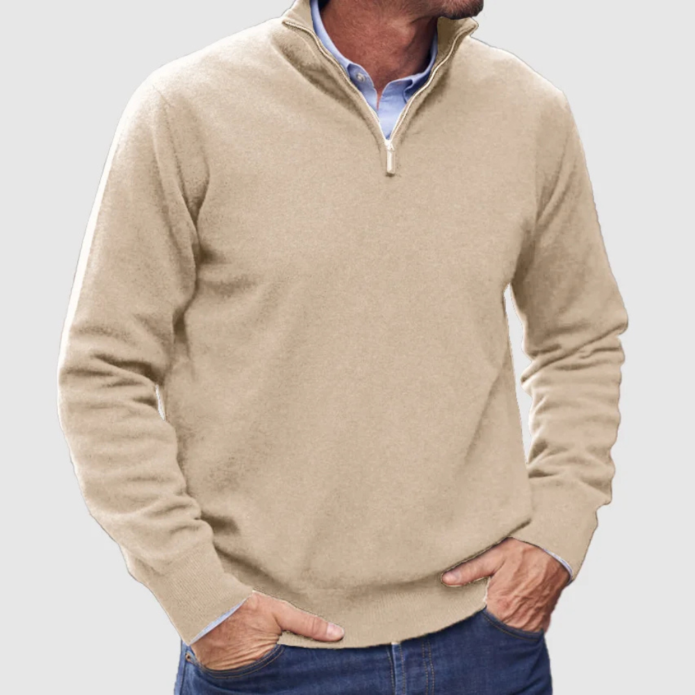 Męski half-zip sweter – casualowy codzienny pulower