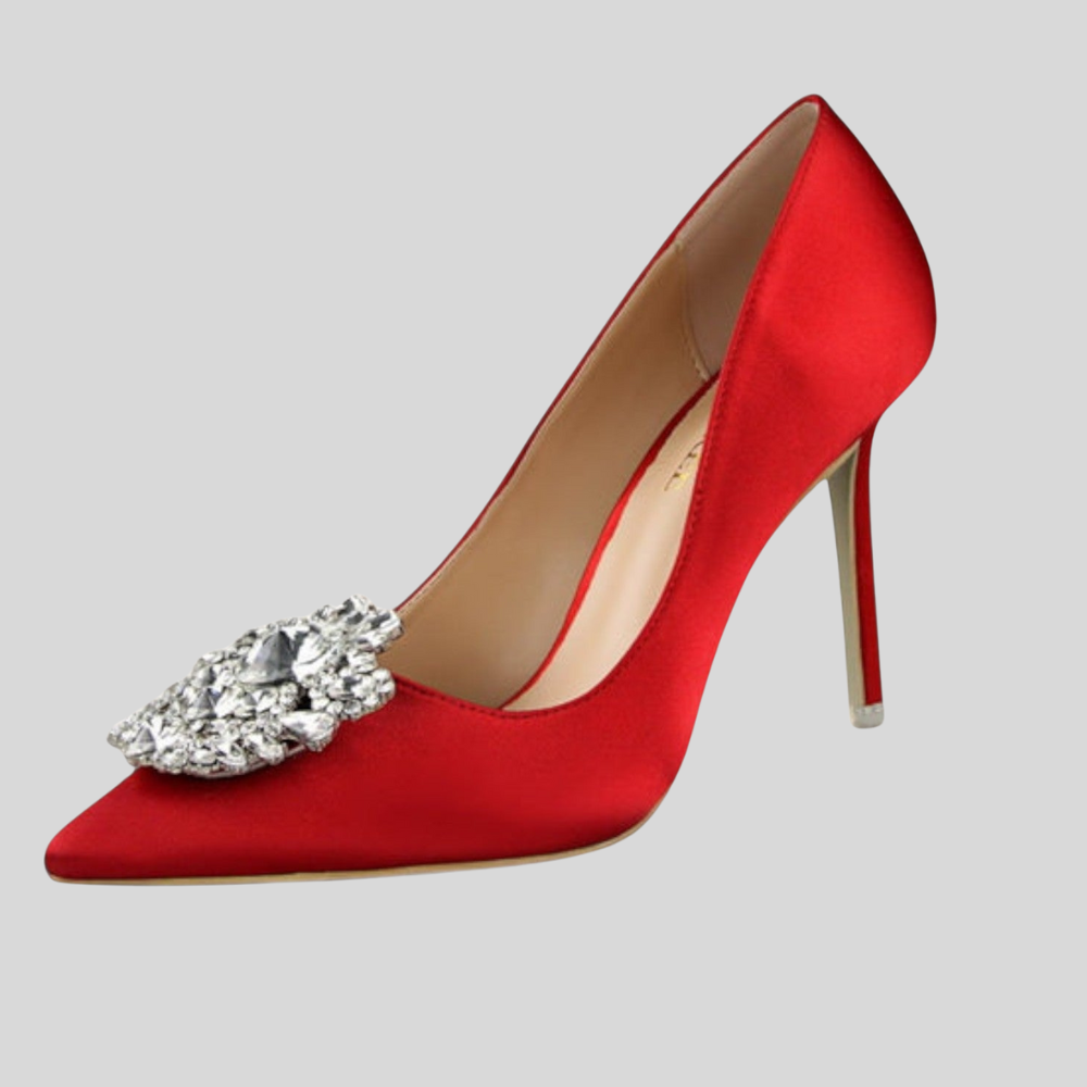 Damskie pointed-toe obcasy – elegancki rhinestone detail