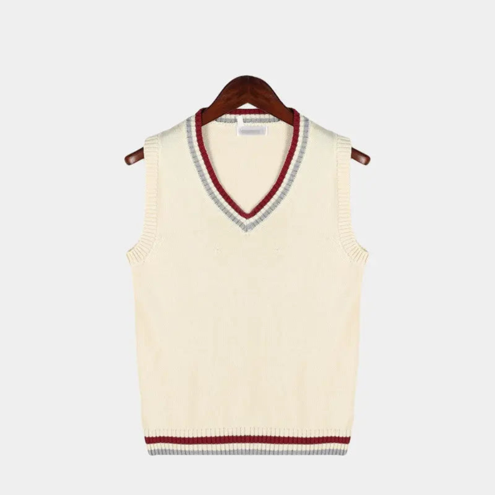 Męska sweter kamizelka – klasyczna v-neck bezrękawowa dzianina