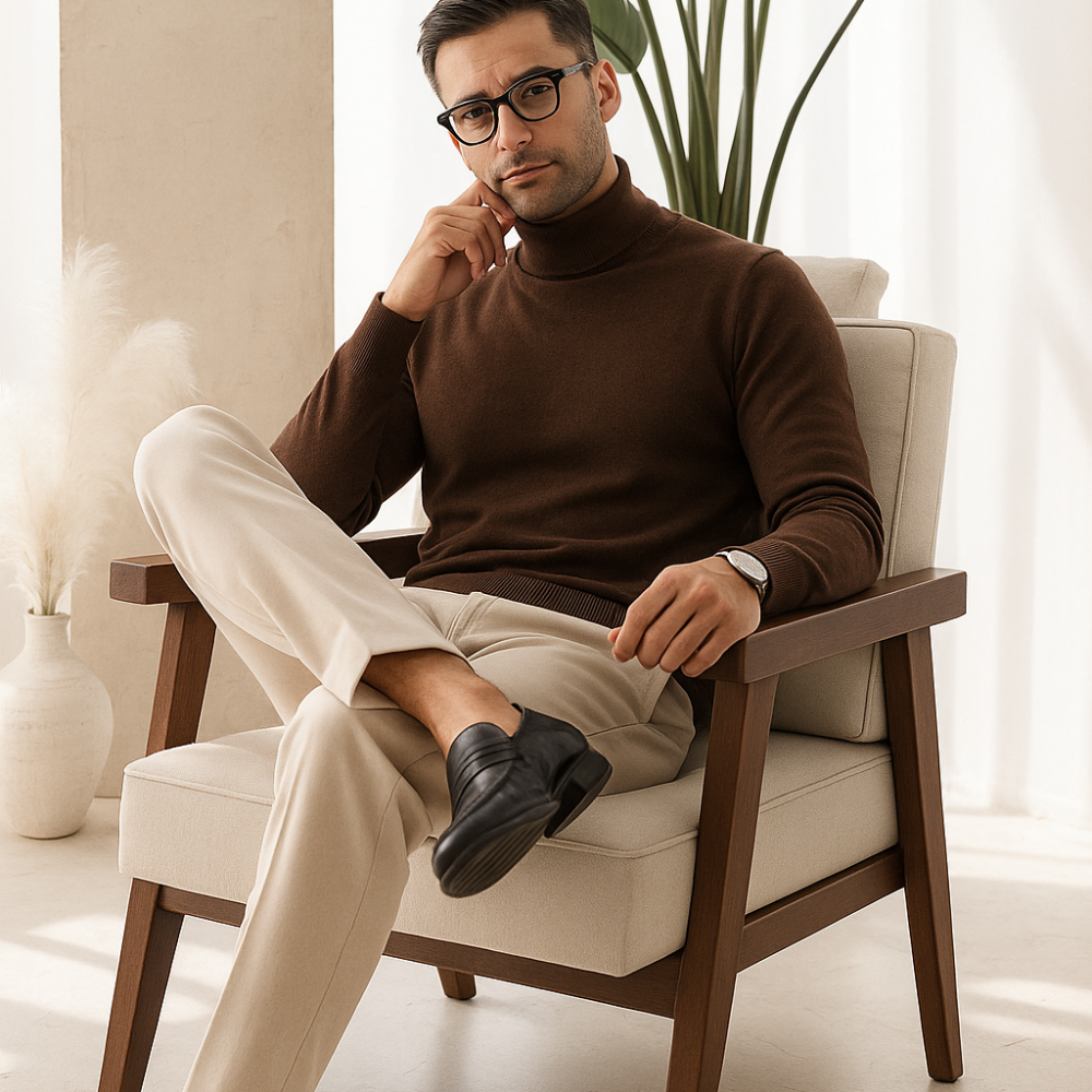 Męski Casualowy Sweter z Golfem – Eleganckie Na Co Dzień