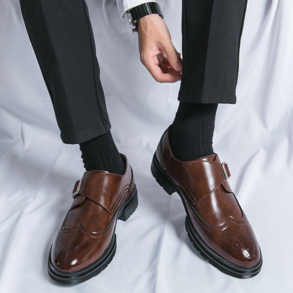 Eleganckie Męskie Skórzane Buty Monk – Biznesowe I Wizytowe